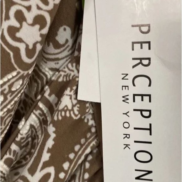 NWT Perceptions XL Brown and White Versatile SS Midi-Length Dress - Picture 6 of 8